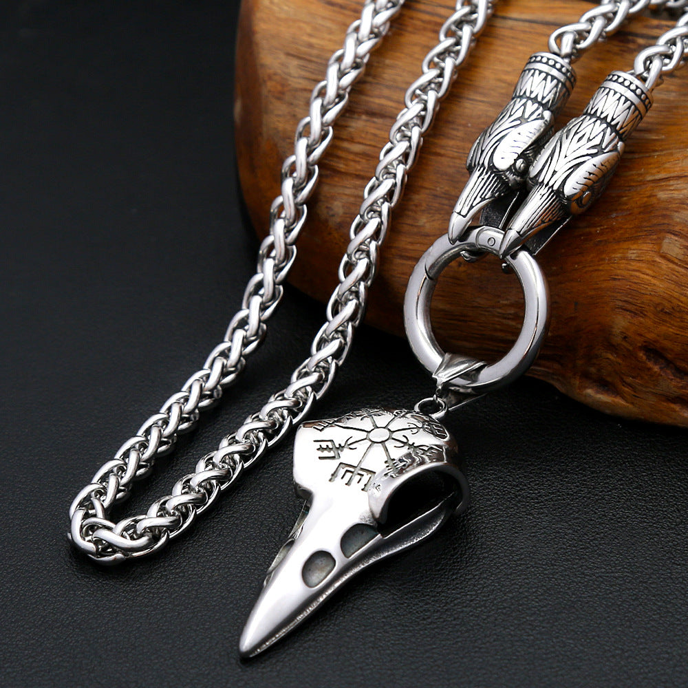 Punk Skull Compass Stainless Steel Pendant Necklace