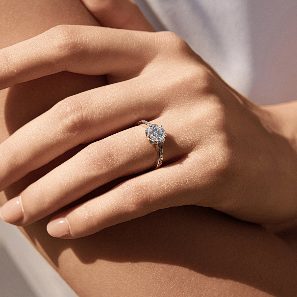 S925 Sterling Silver One-Carat Moissanite Statement Ring