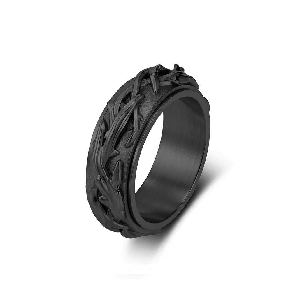 Braided Spinner Vintage Stainless Steel Ring for Men