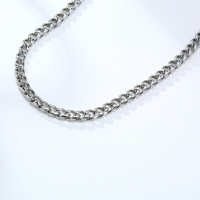 Stainless Steel Round Mill Chain Necklace Steel Men's 6mm Hip Hop Style Jewelry