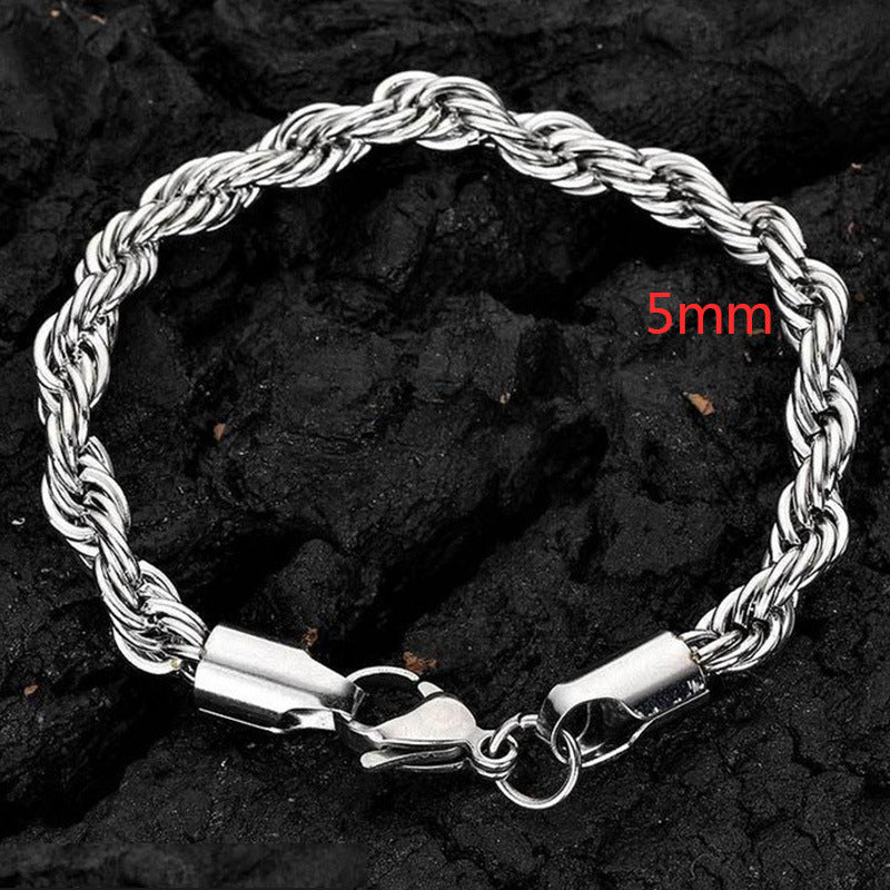 Planderful Jewelry Gold Twist Chain Bracelet In Titanium Steel Water Ripple Finish