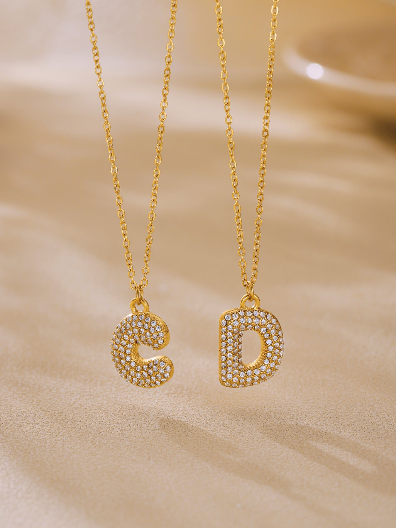 Planderful 26 Letter Zircon Necklace Gold Plated Hip Hop