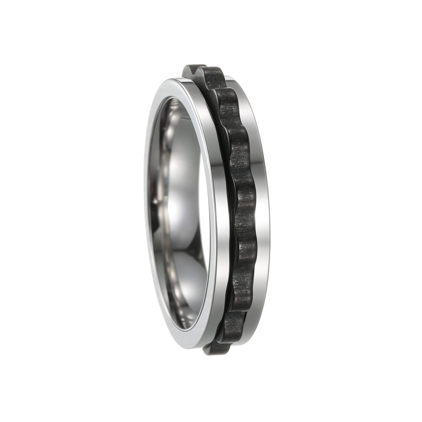 Planderful Mens Ring 6mm Titanium Steel Rotating Color Gear