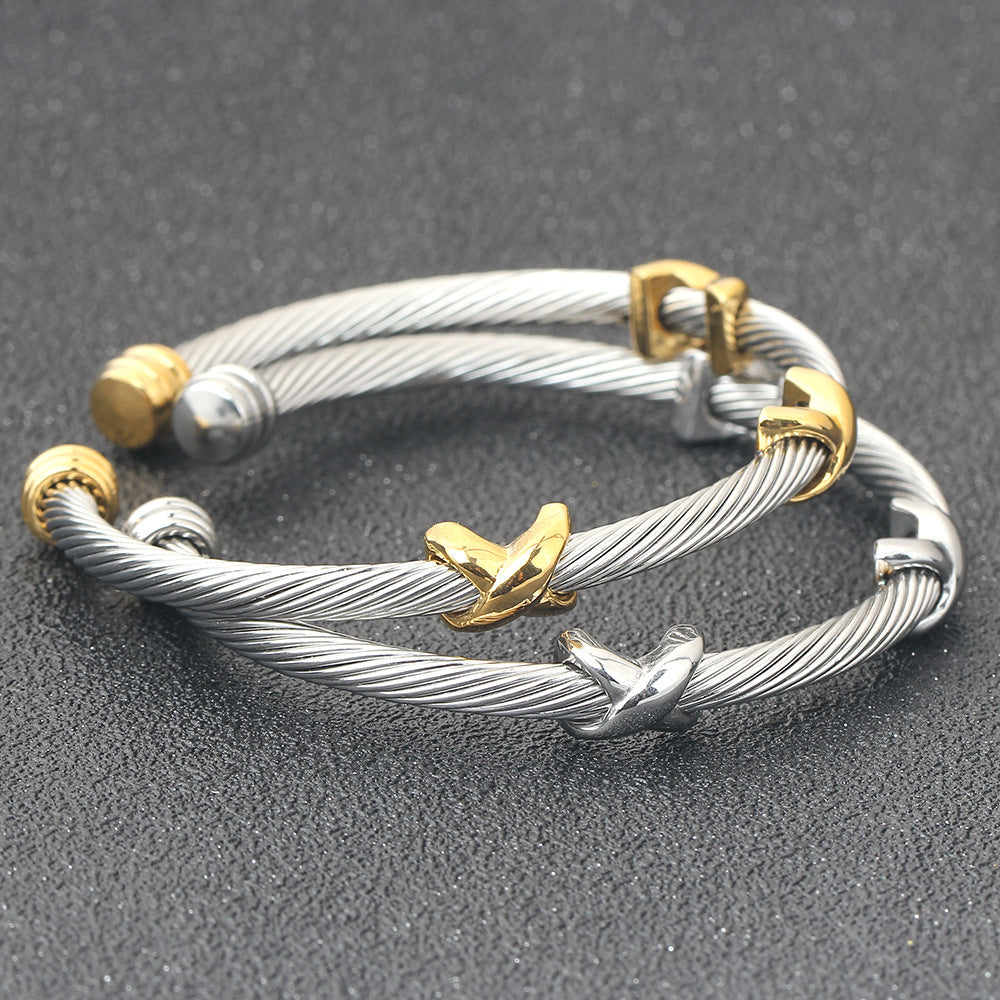 Planderful Everyday Genie Titanium Steel Twist Bracelet Cable Personalize Jewelry for Men and Women