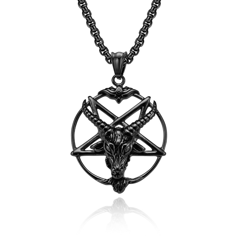 Planderful Satan Pentagram Pendant Stainless Steel For Men Retro Punk Necklace Jewelry