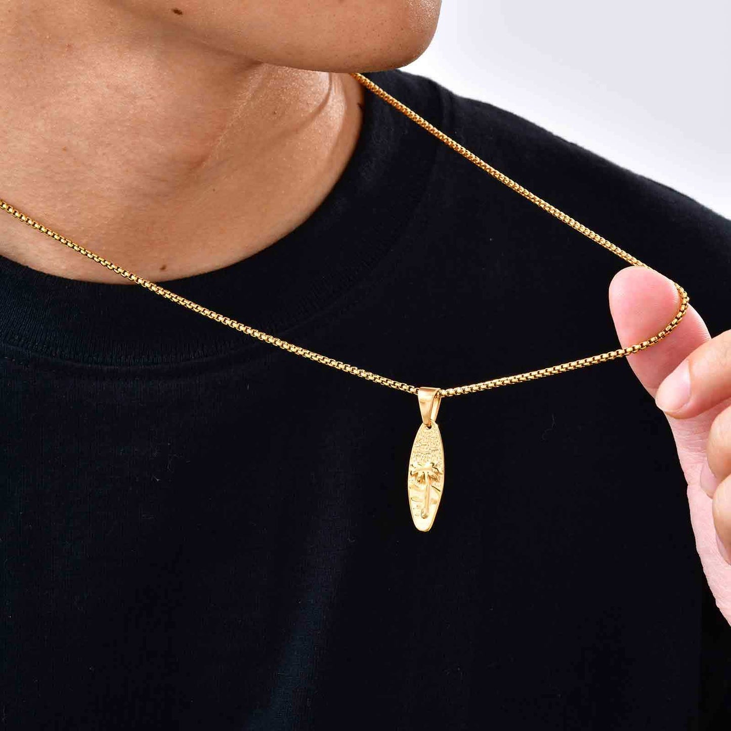 Planderful Men Casual Stainless Steel Coconut Tree Pendant