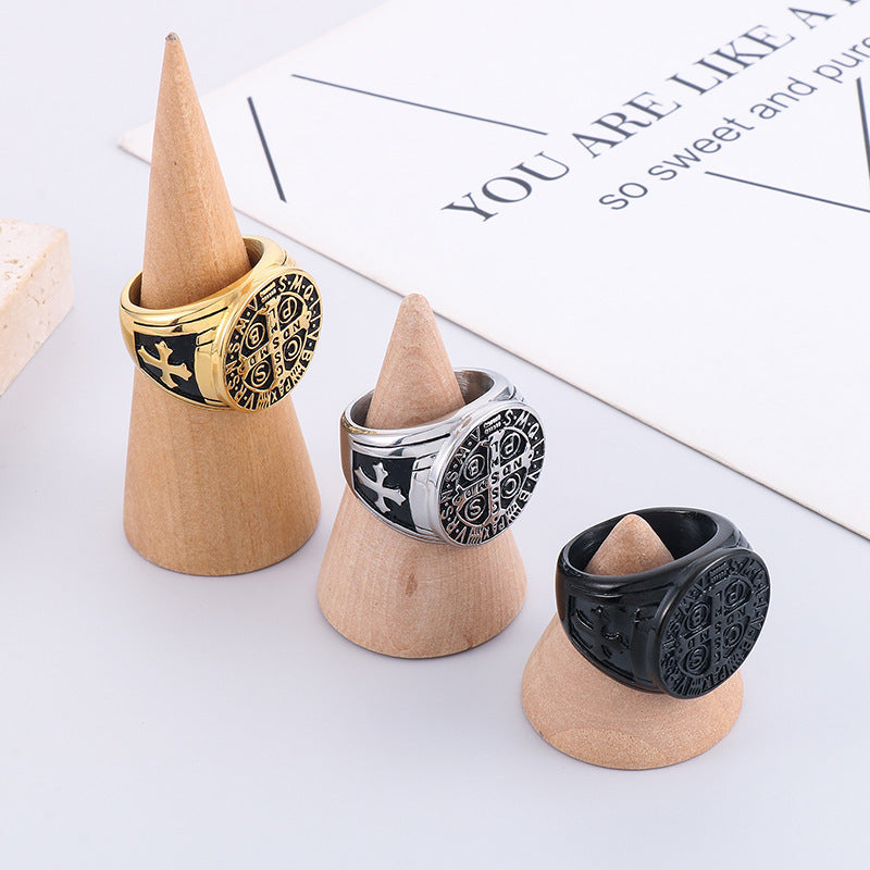 Planderful Viking Rune Ring Titanium Steel For Men Jewelry