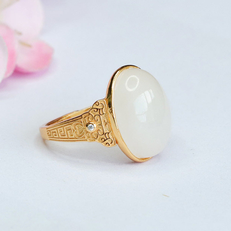 Icy White Jade Sterling Silver Ring from Planderful Collection
