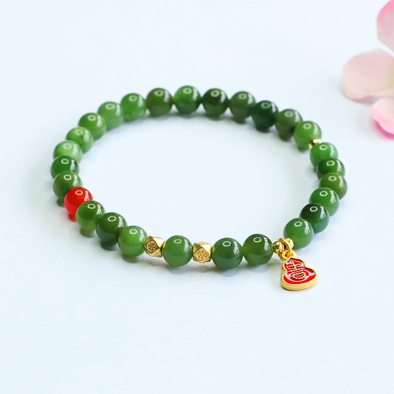 Hetian Jasper & Red Agate Beaded Bracelet