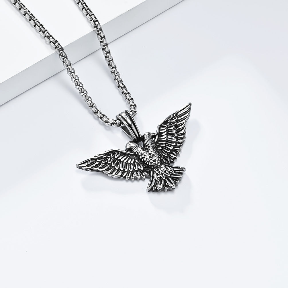 Cross-Border European American Retro Double-Headed Eagle Necklace
