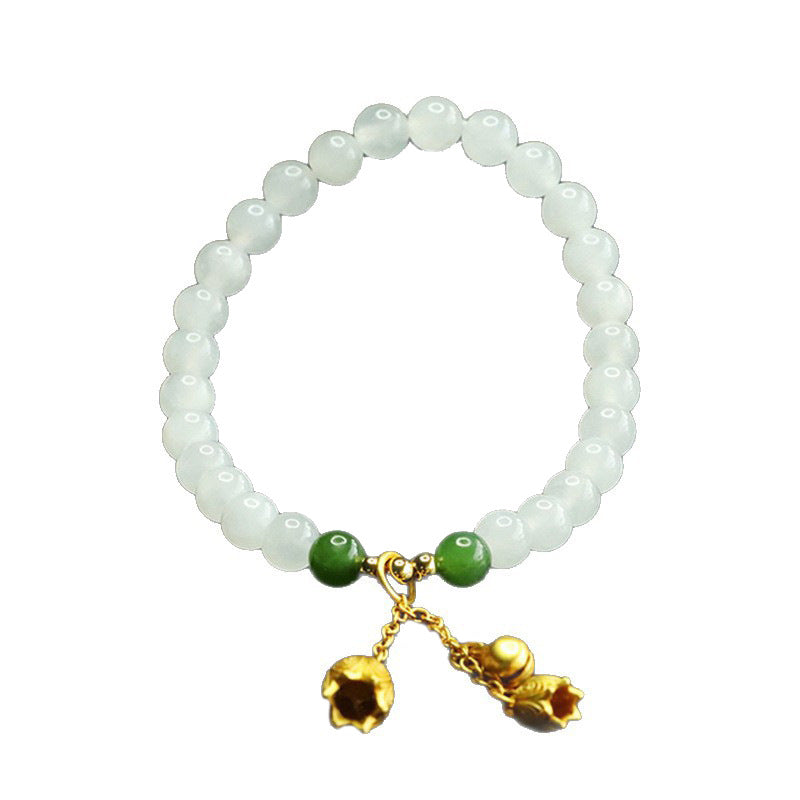 Hetian White Jade Lily-of-the-Valley Bracelet