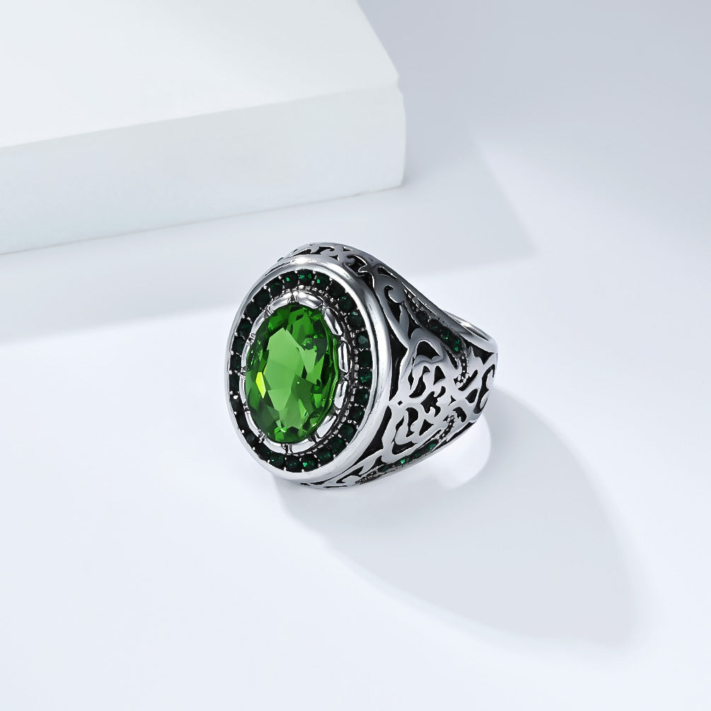 Stainless Steel Gemstone Vintage Ring