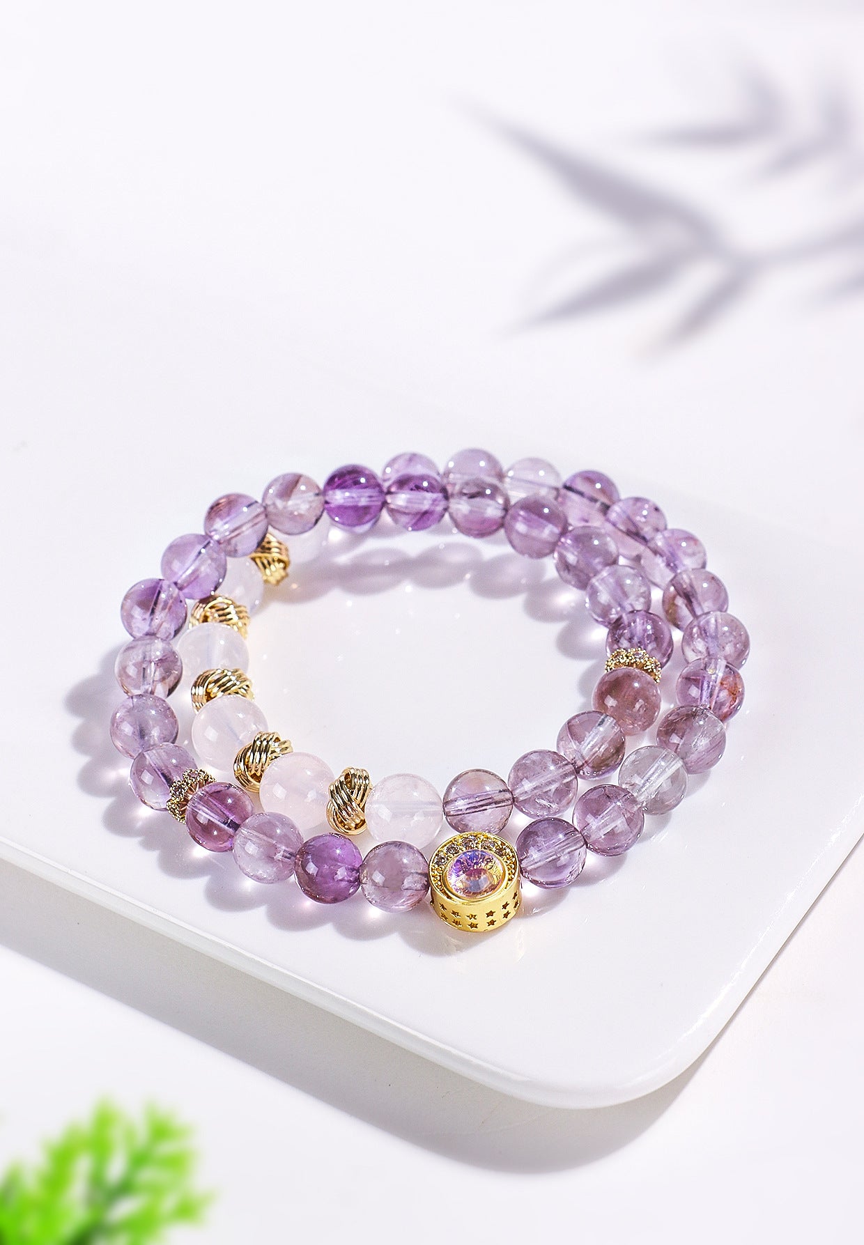 Planderful Fortune's Favor Double Circle Bracelet – Elegant Natural Crystal Design