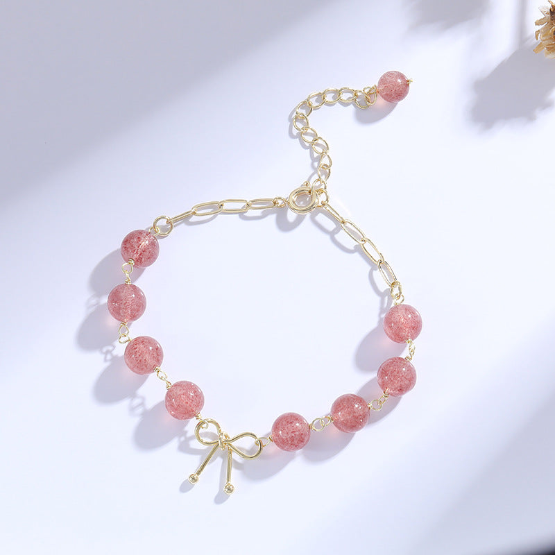 Fortune's Favor Strawberry Crystal Bow Bracelet