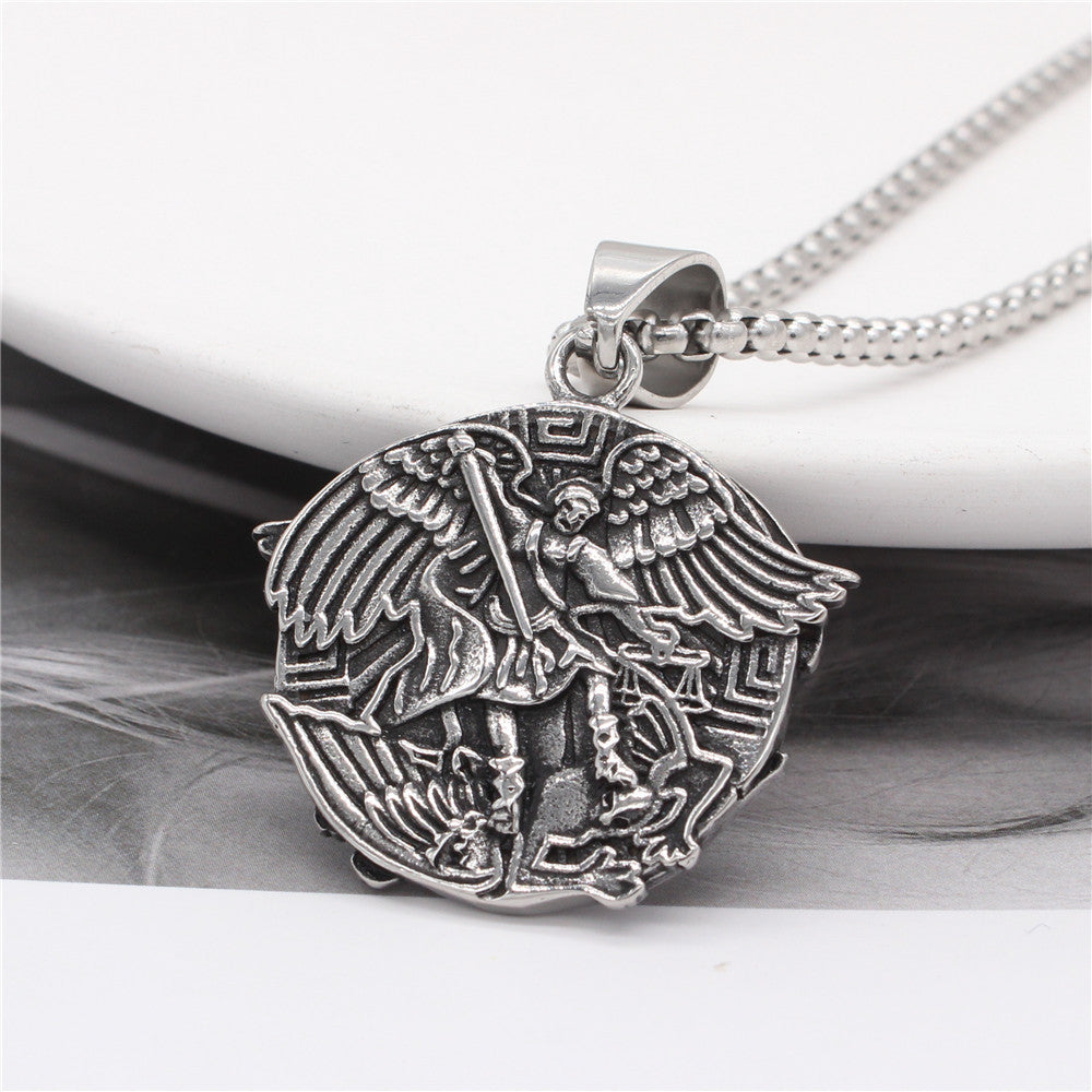 Ancient Greek God Of War Angel Wings Pendant Titanium Steel For Men Unisex Premium Protection Planderful