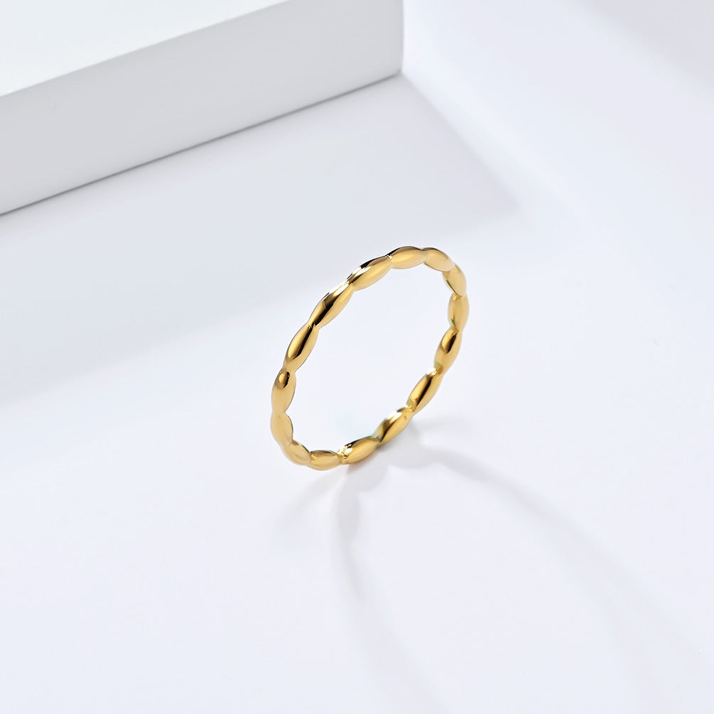 INS Simple French Series Water Drop Titanium Steel Ring for Women