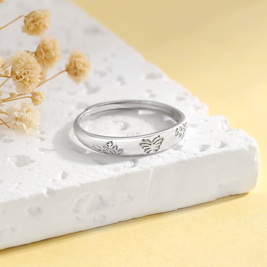 Planderful Sterling Silver Butterfly Ring For Women Adjustable Open Tail Design Elegant Gift