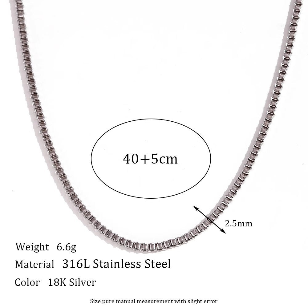 Planderful Jewelry Everyday Genie Stainless Steel Box Chain Necklace 18K Gold Plated Finish
