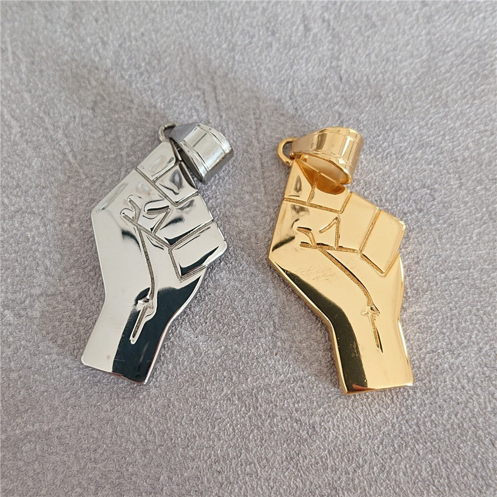 Planderful Stainless Steel Fist Pendant Hip Hop Jewelry For Men Women Unisex Protection Statement