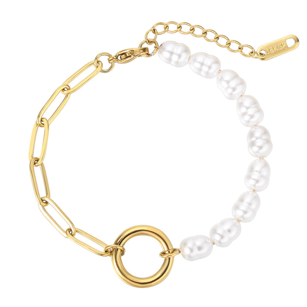 Planderful Pearl Bracelet For Women Steel Elegant Versatile Everyday Genie Jewelry
