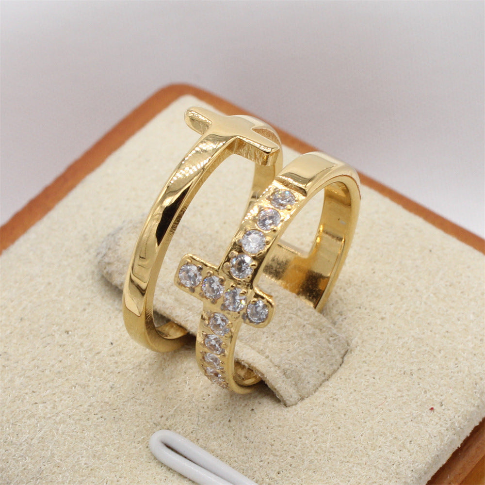 Planderful Double Layer Cross Ring Unisex Minimalist Style Everyday Genie Collection