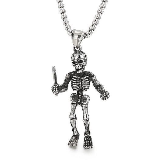 Skull Sword Pendant with Titanium Steel Chain for Men's Retro Style