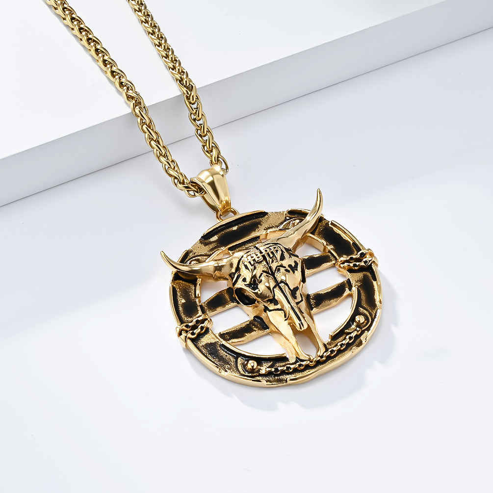 European And American Retro Evil Goat Skull Necklace For Men