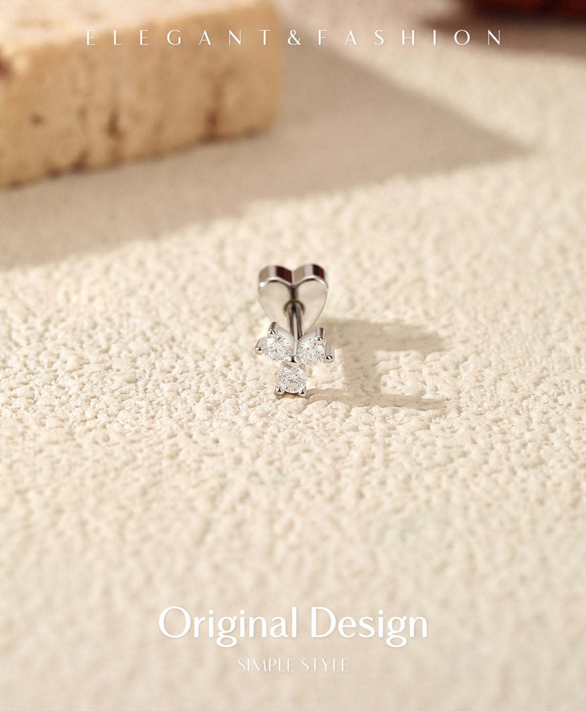 925 Sterling Silver Unisex Moissanite Threaded Stud
