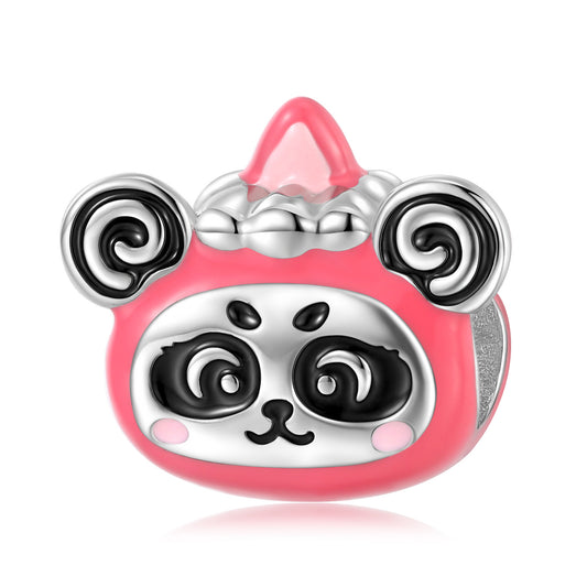 Pink Hat Panda Silver Pendant
