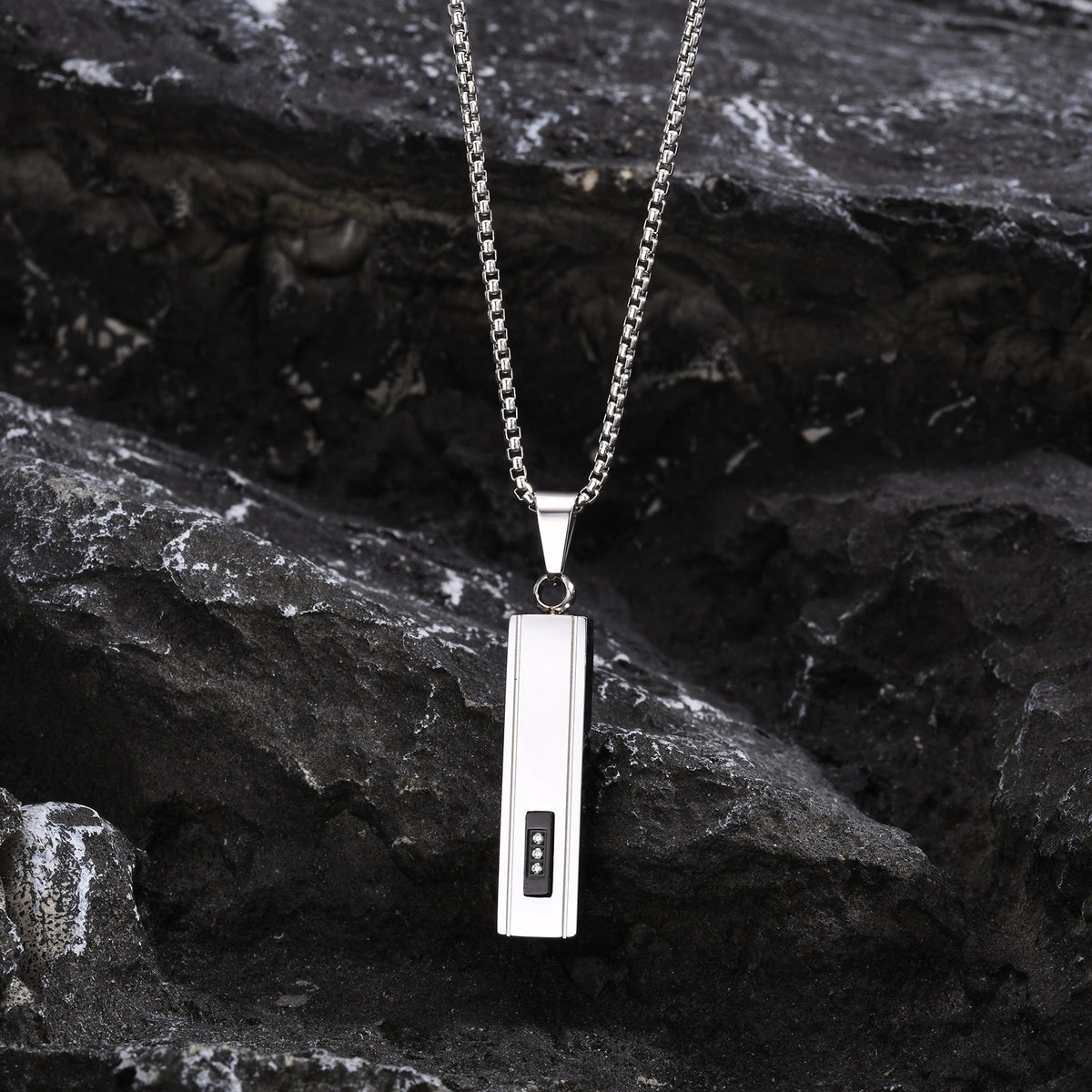 Zircon Geometric Stainless Steel Necklace for Men
