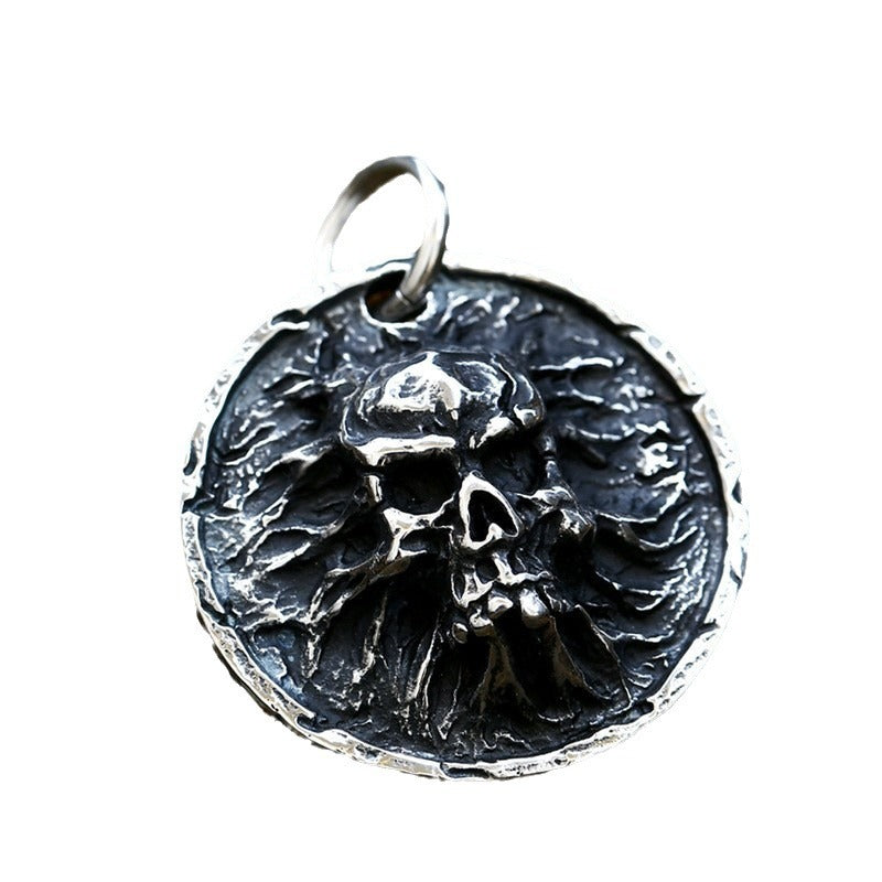 Titanium Steel Punk Skull Pendant for Men - Retro European and American Hip-Hop Style