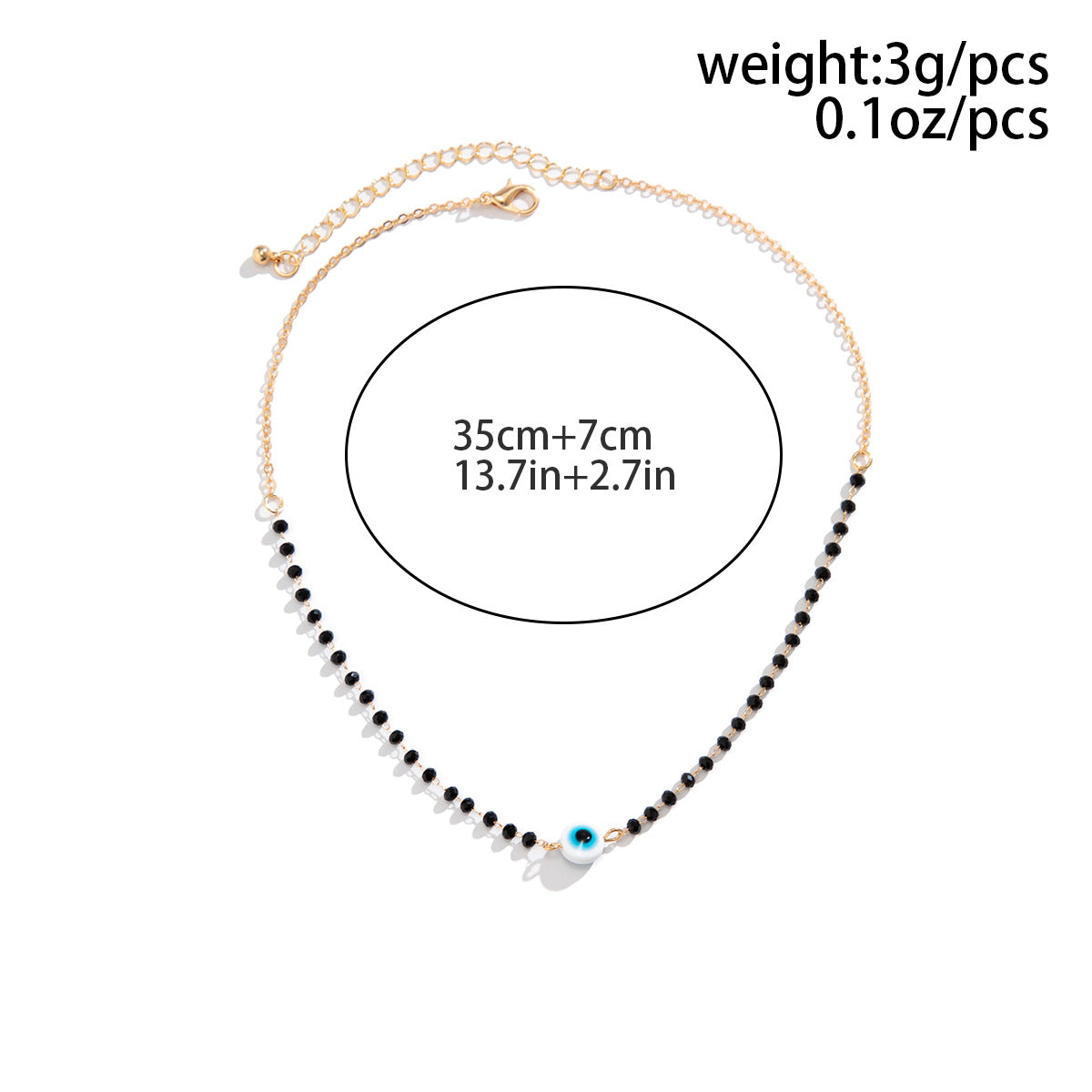 Crystal-Style Eye Bead Necklace