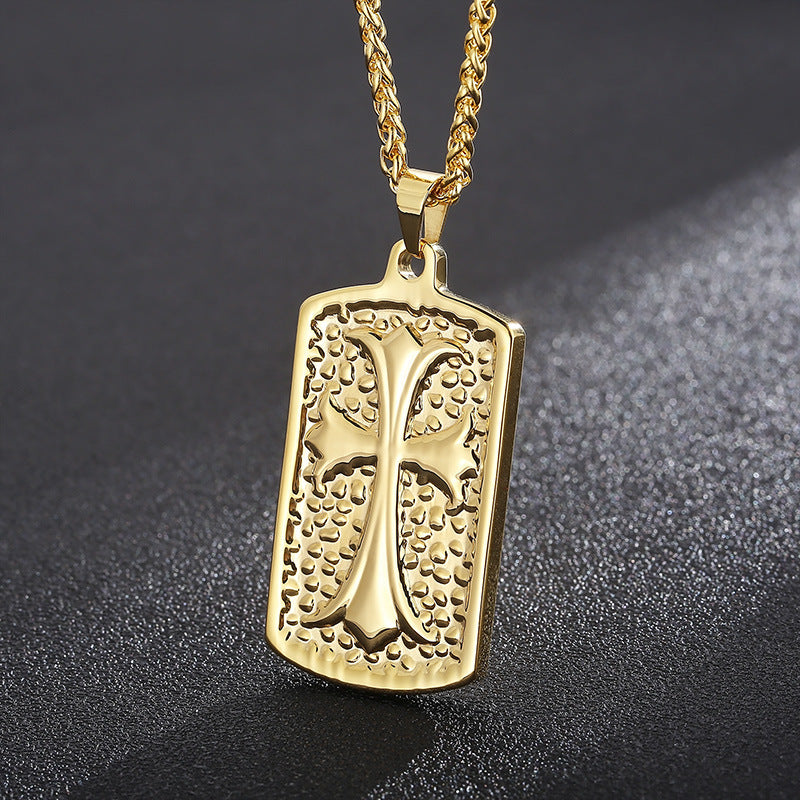 And Gift Cross Flower Square Army Brand Necklace, Creativity