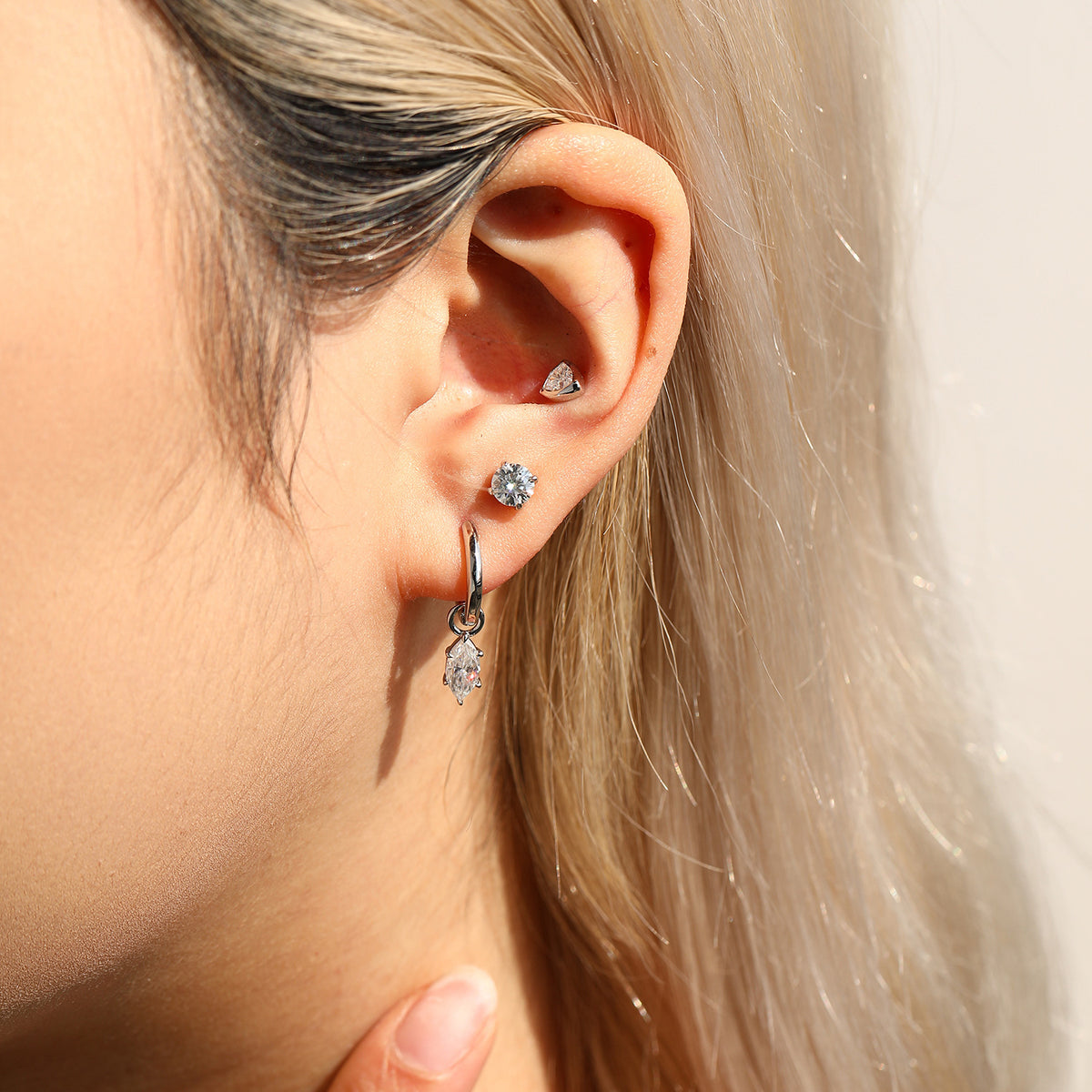 925 Sterling Silver Kite-Cut Moissanite Stud Earrings