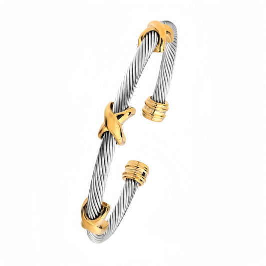 Planderful Everyday Genie Personalized Twist Steel Wire Bracelet For Women Stainless Steel Elegant Versatile