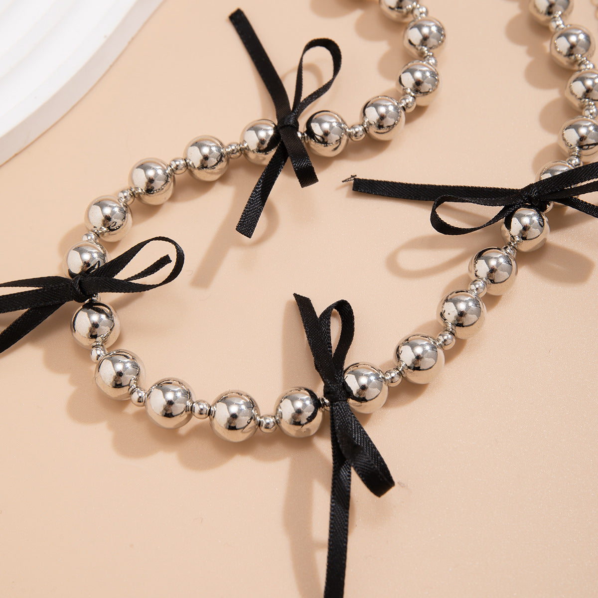 Beaded Bow Necklace with Handmade Sweet Details