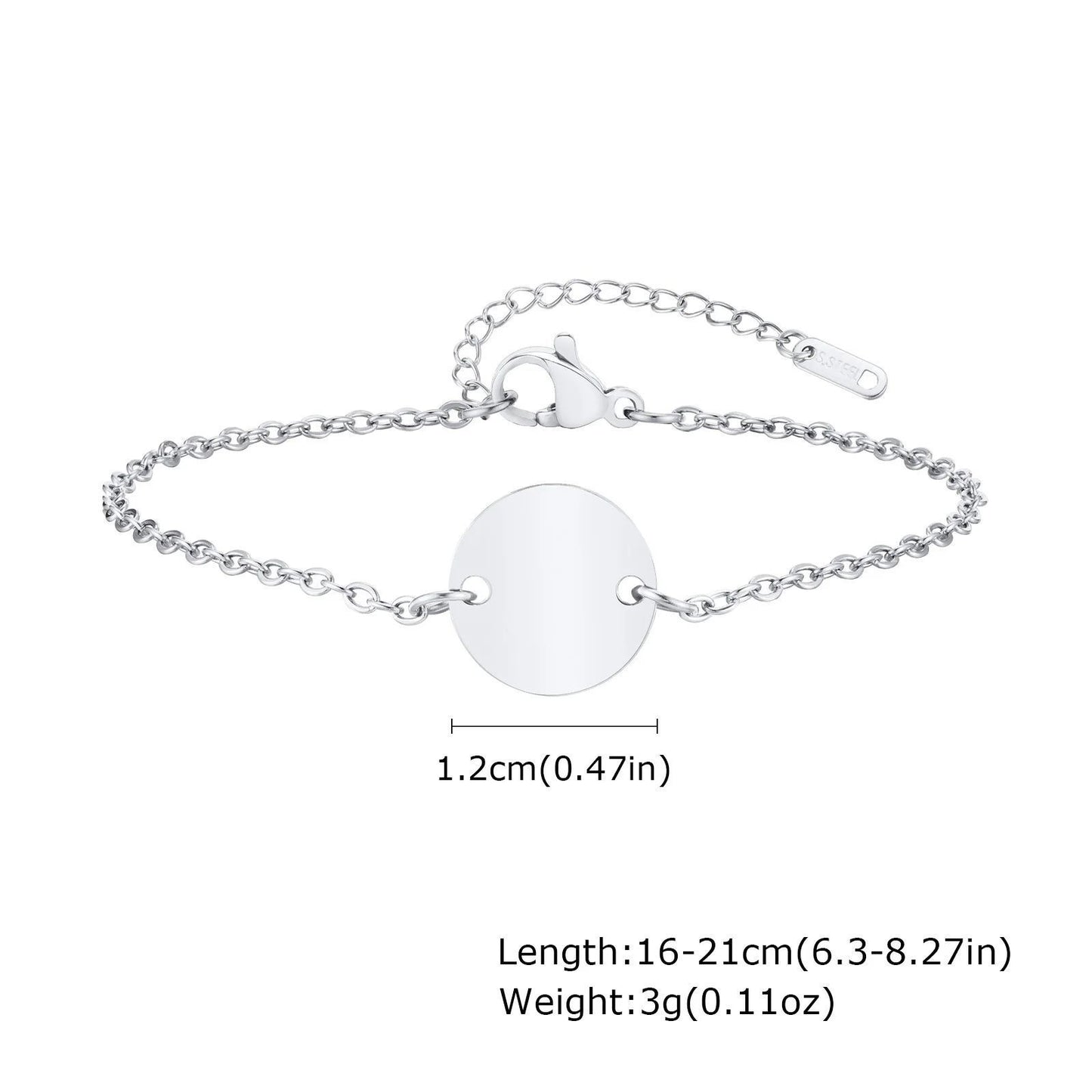 Planderful Jewelry Stainless Steel Round Label Bracelet for Women Minimalist Everyday Accessory