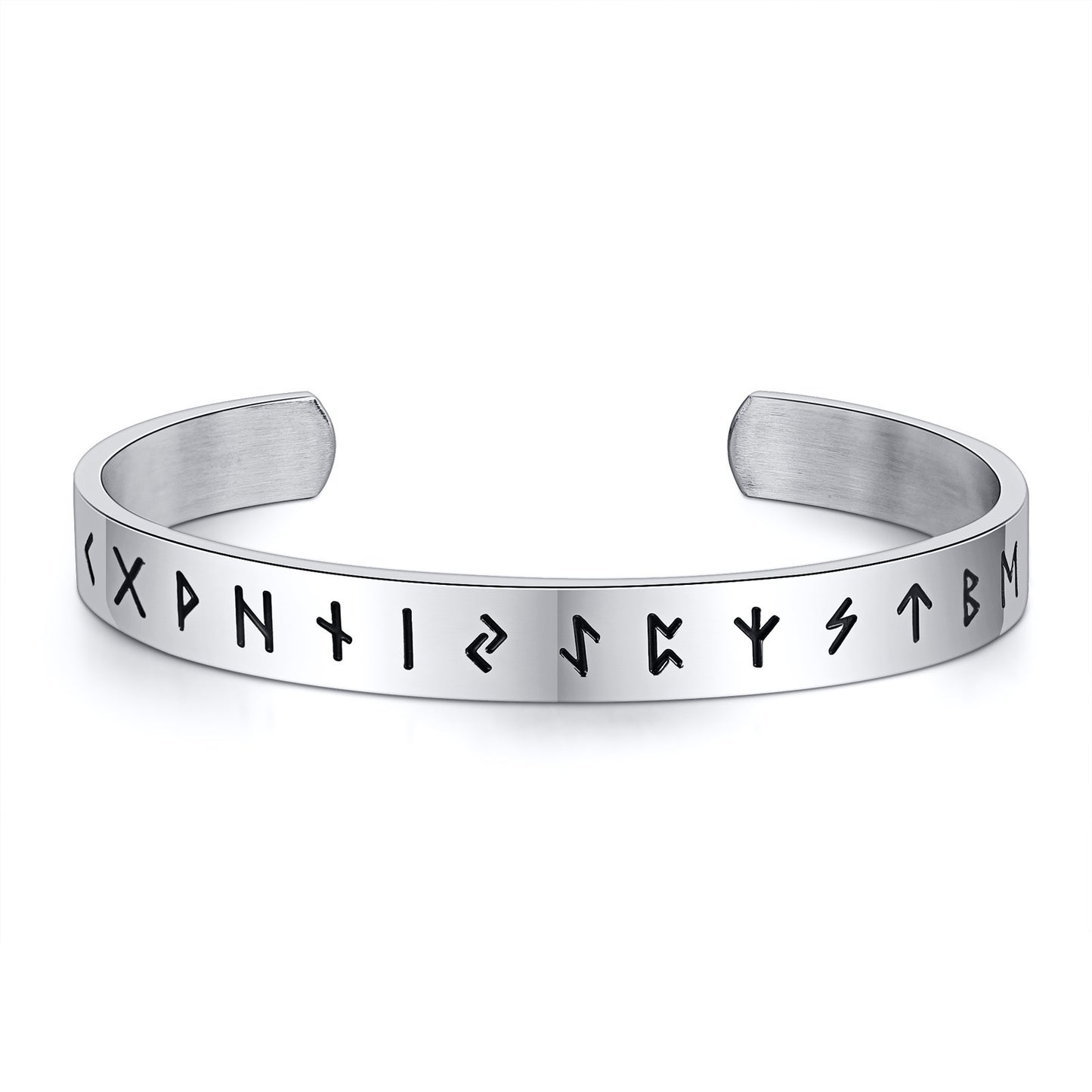 Stainless Steel Viking Symbol C-Shaped Open Bracelet Steel Men's