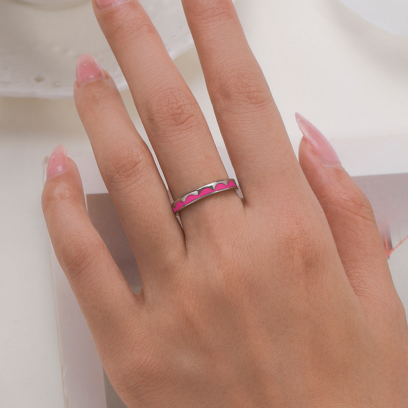 Sterling Silver Wave Drop Ring with Zircon Gem - Size 5-10