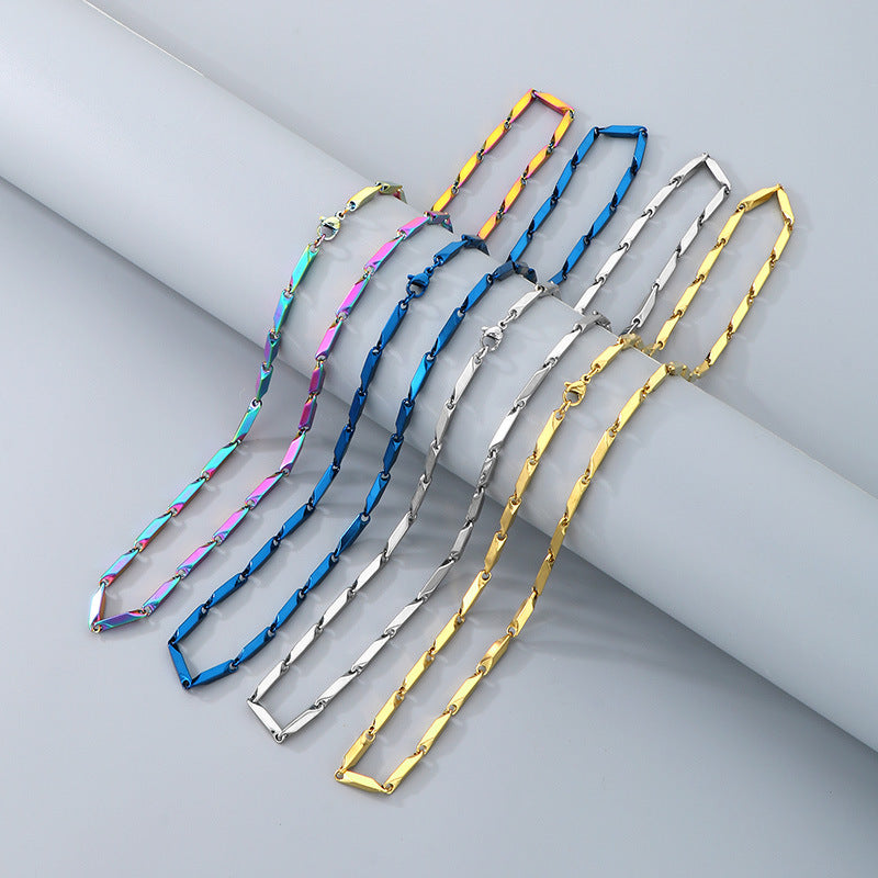 Hip Hop Personalized Rhombus Bamboo Chain Necklace for Men