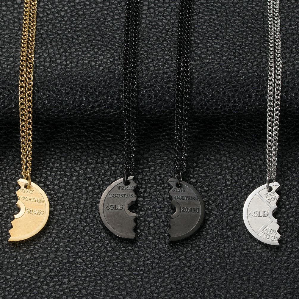 Planderful Barbell Pendant Necklace Stainless Steel Unisex Gift For Him And Her Everyday
