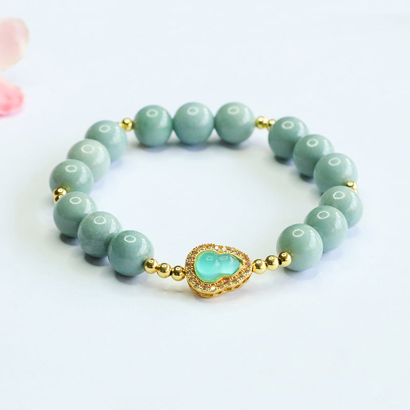 Blue Water Jadeite Gourd Beaded Bracelet