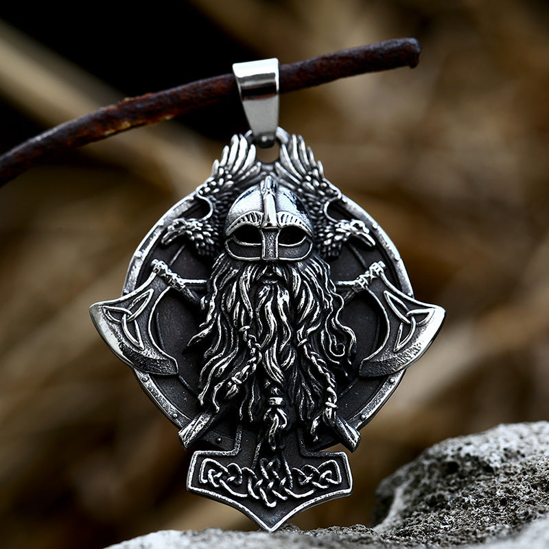 Viking Double Axe Titanium Steel Pendant – Stainless Steel Celtic Knot Necklace