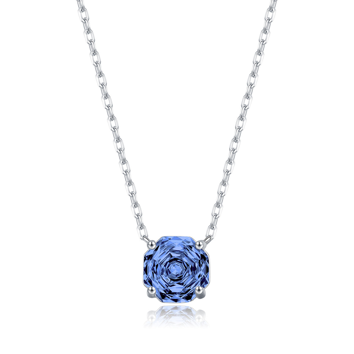 925 Sterling Silver Tanzanite-Color Rose-Cut Zircon Necklace