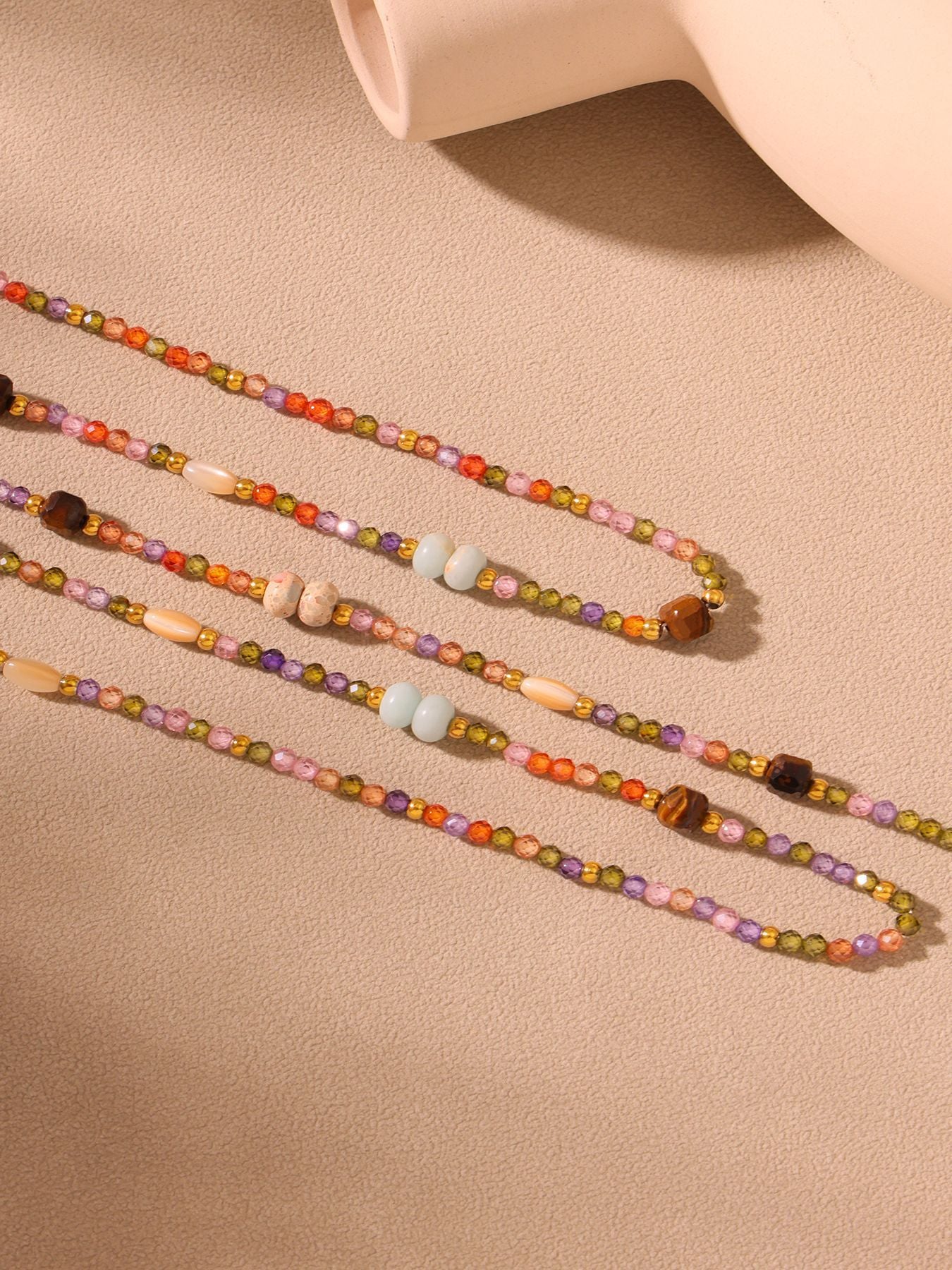 Planderful Collarbone Necklace Tiger Eye Zircon Women