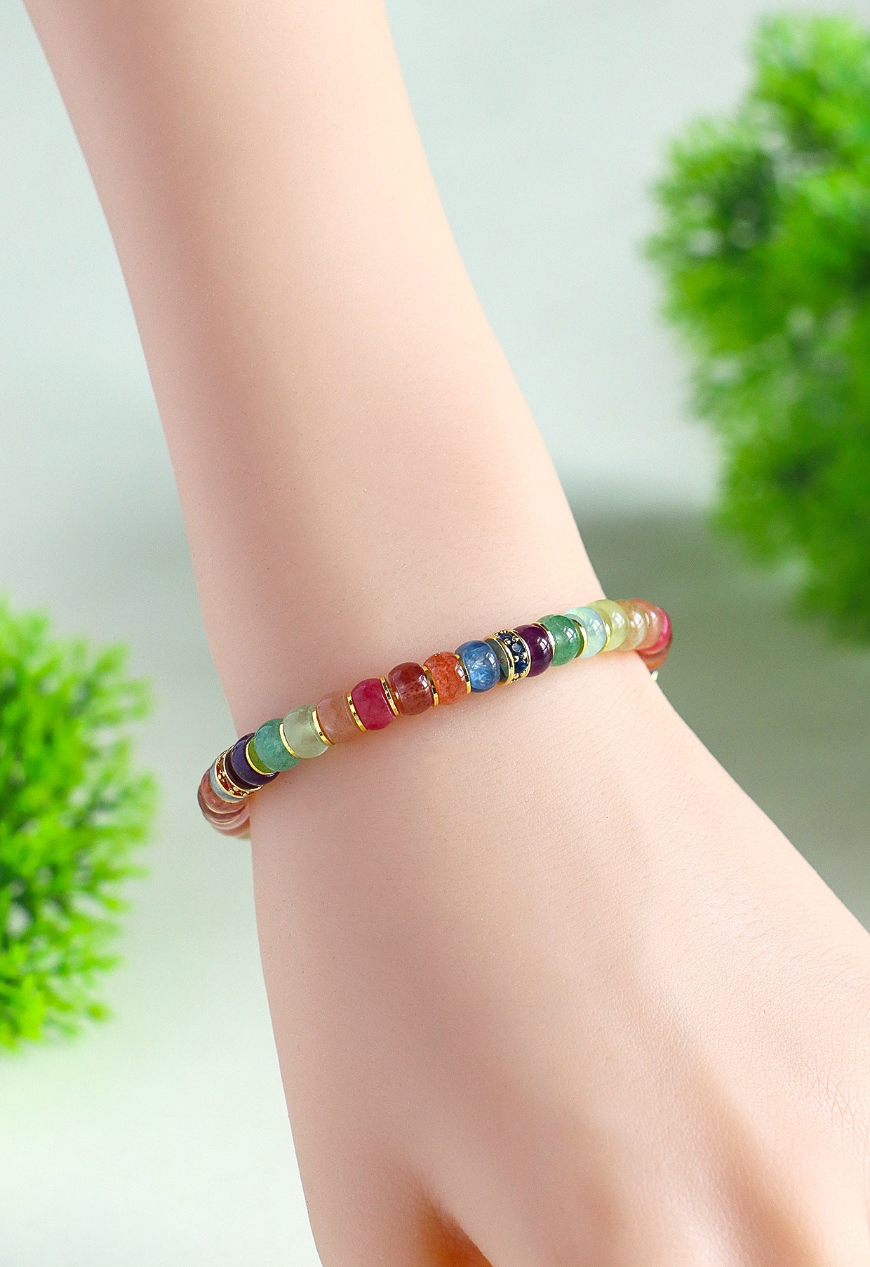 Planderful Fortune's Favor Beaded Bracelet – Natural Crystal Amethyst and Aquamarine