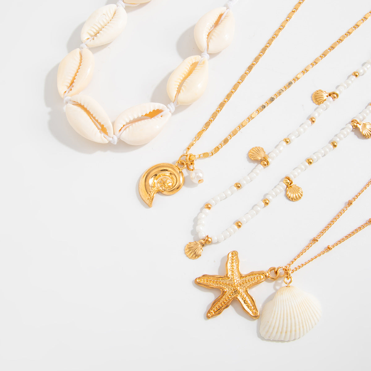 Shell & Starfish Beaded Layered Necklace