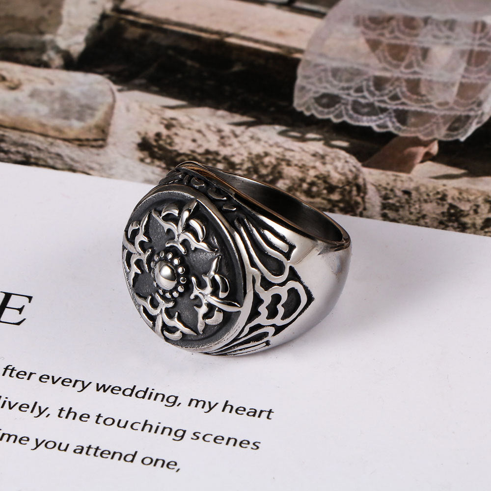 Retro European American Titanium Steel Hip Hop Ring For Men