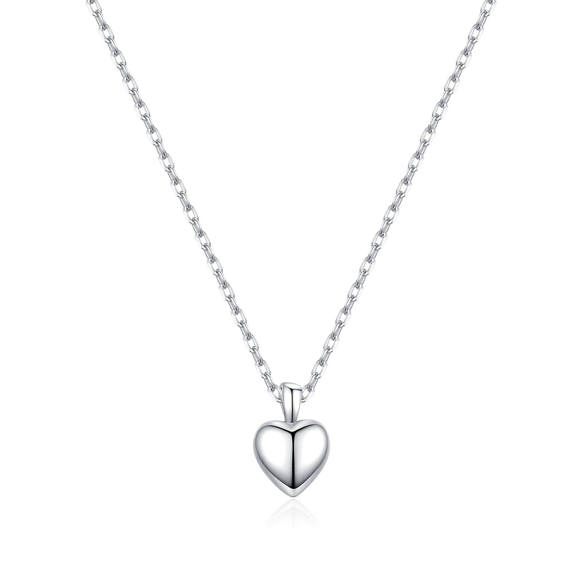 925 Sterling Silver 3D Heart Pendant Necklace