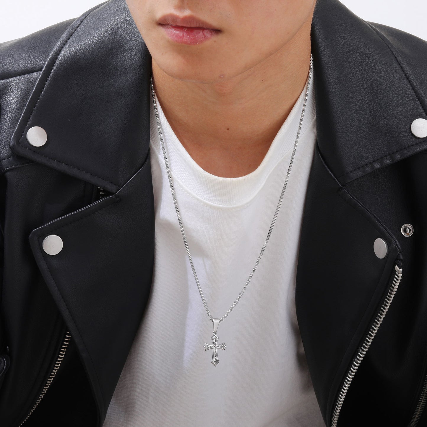 Personalized Men's Black Stainless Steel Cross Pendant Necklace